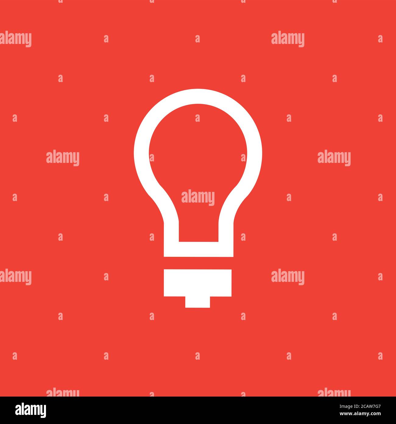 Light Bulb Icon On Red Background. Red Flat Style Vector Illustration ...