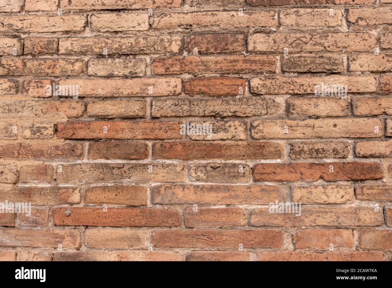 Red brick grungy background wall texture. Stock Photo