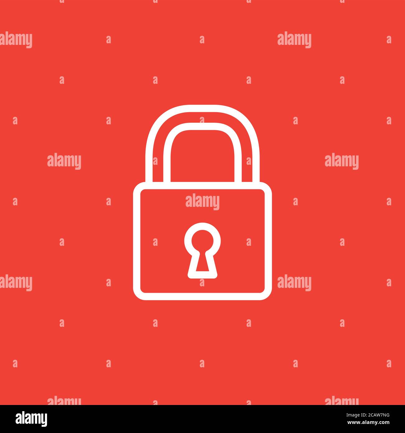 Lock Line Icon On Red Background. Red Flat Style Vector Illustration ...