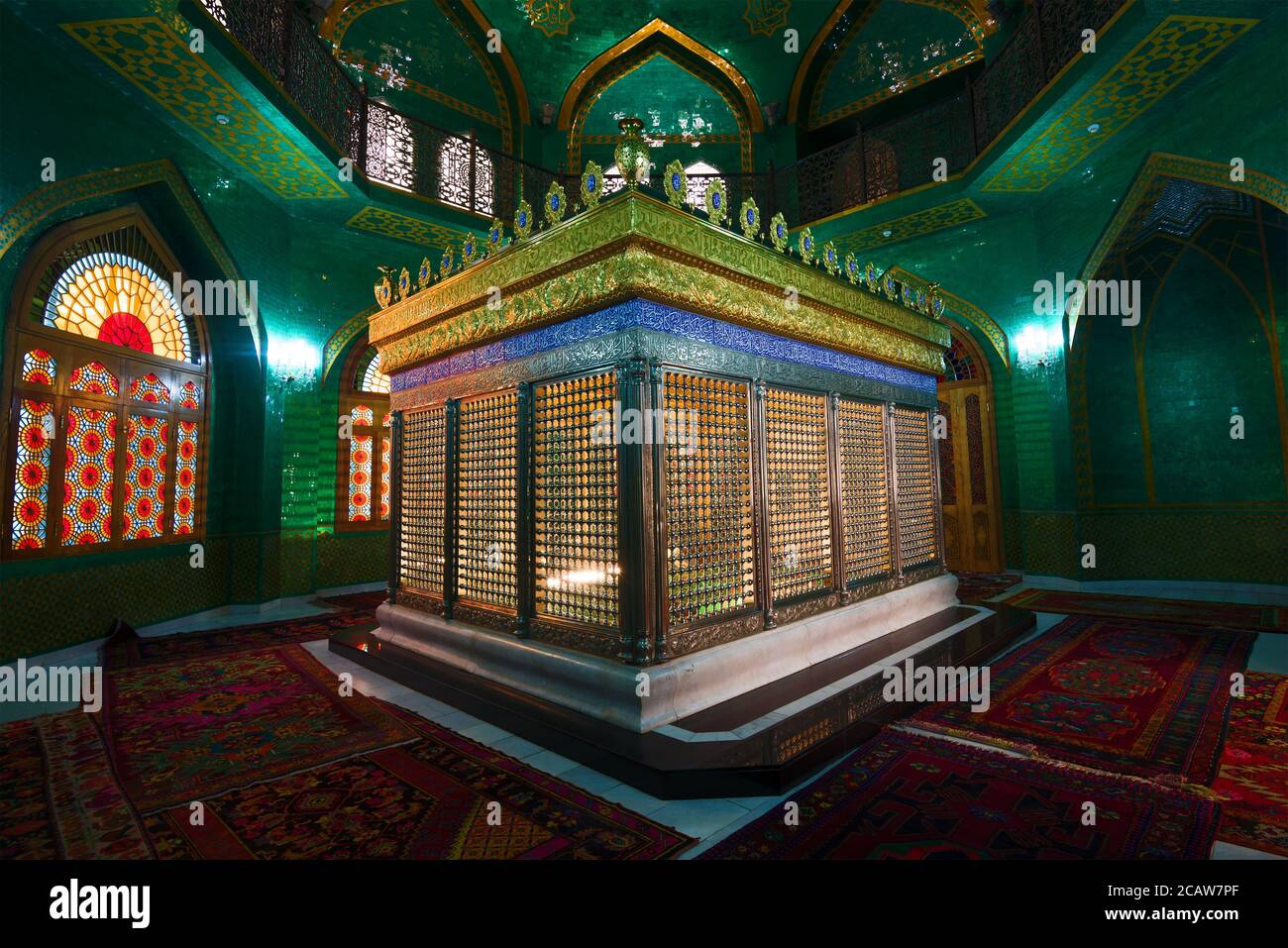 BAKU, AZERBAIJAN - JANUARY 04, 2018: Tomb of the direct descendant of the family of Mohammed - Ukeima-khanum in the Shiite mosque Bibi-Heybat Stock Photo