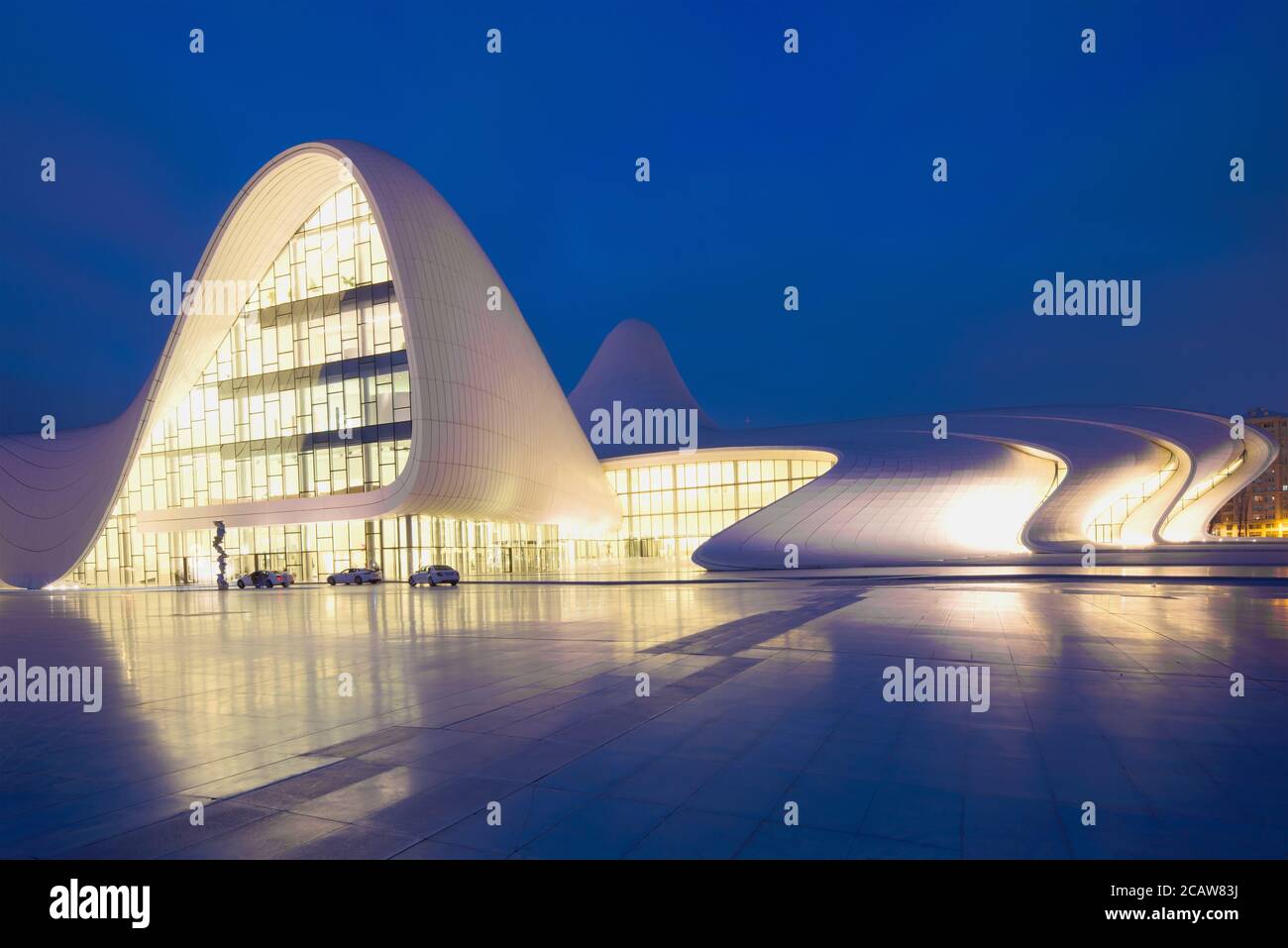BAKU, AZERBAIJAN - JANUARY 05, 2018: Heydar Aliyev Center in the evening of January Stock Photo