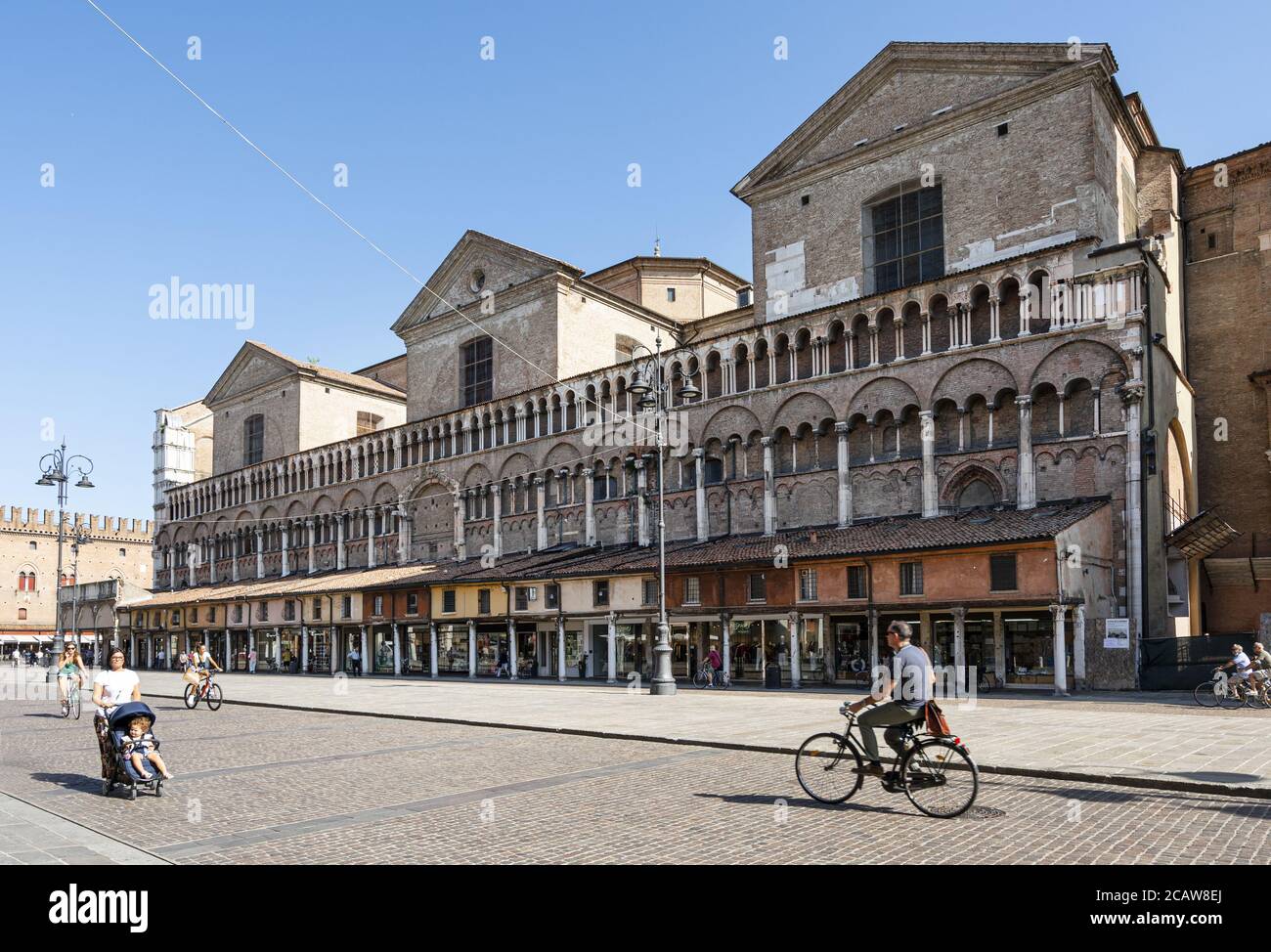 Ferrara, Italy. August 6, 2020.A panoramic view of the. Cathedral of Ferrara Stock Photo