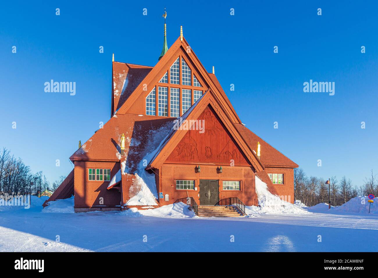 Kiruna church or Kiruna kyrka with beautiful blue sky - Sweden Stock Photo