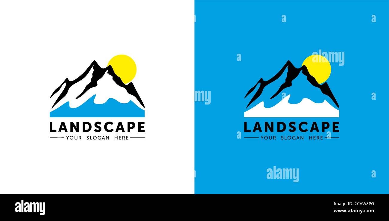 Mountains Logo Template. Nature and Forest Vector Design. Landscape Illustration Stock Vector