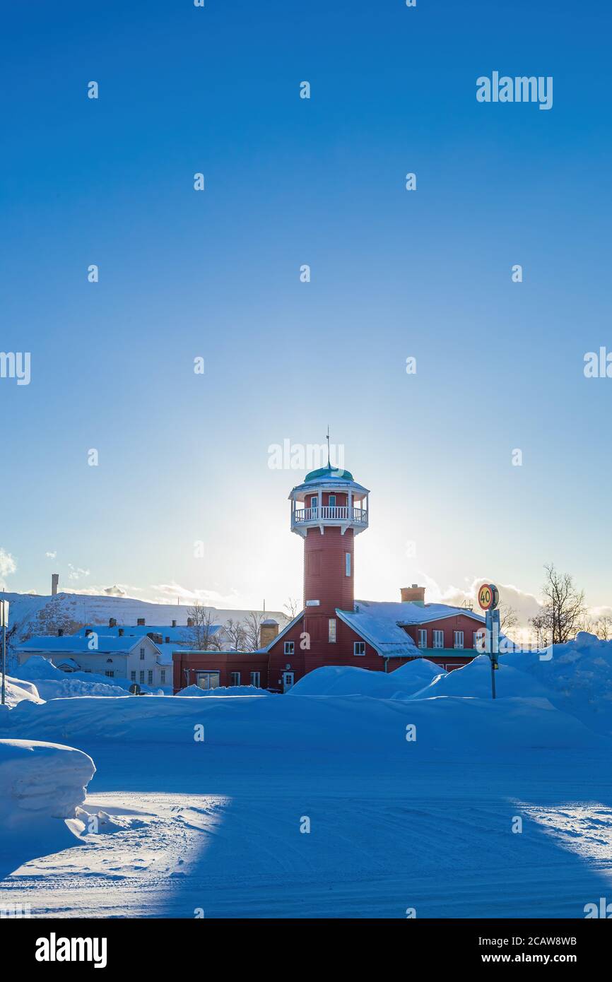 Kirunabostadär, Office of the Local Government of Kiruna, Sweden Stock Photo