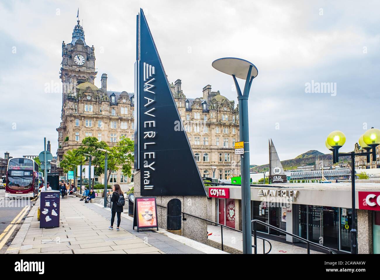 Famous Edinburgh Waverly Train Station signs on Princes Street Stock