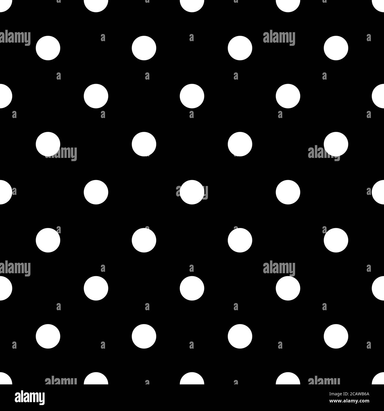 Seamless polka dot pattern. White dots on black background. Vector