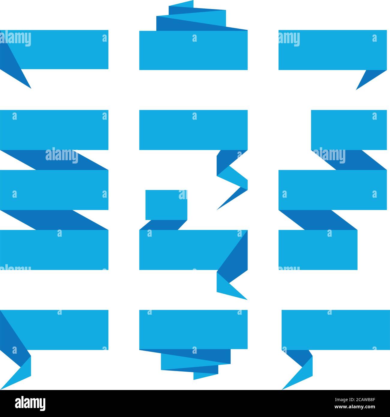 Folded ribbon banner set. Collection of blue label templates. Vector ...