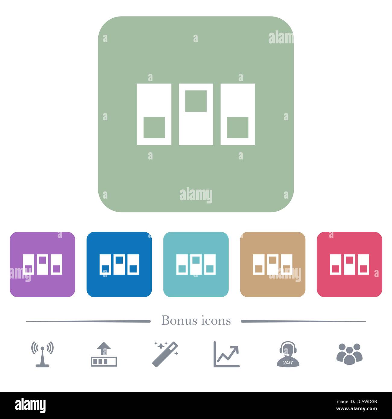 Switchboard white flat icons on color rounded square backgrounds. 6 ...