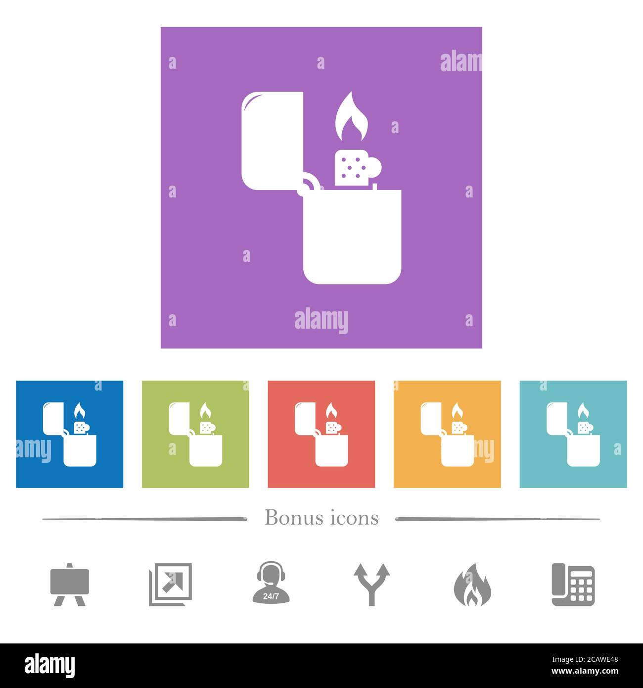 Lighter flat white icons in square backgrounds. 6 bonus icons included ...