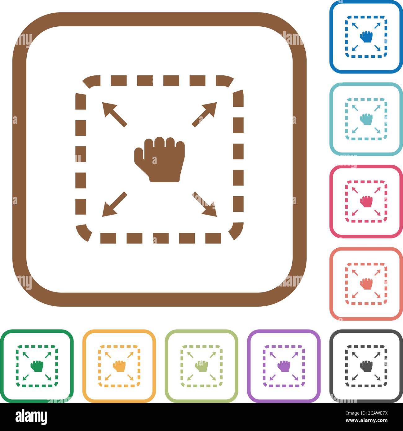Drag item simple icons in color rounded square frames on white ...