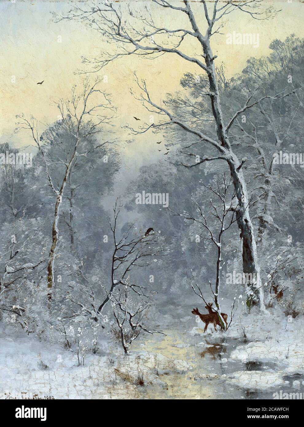 Gogarten Heinrich Winterlandschaft Mit Rehen Und Raben German