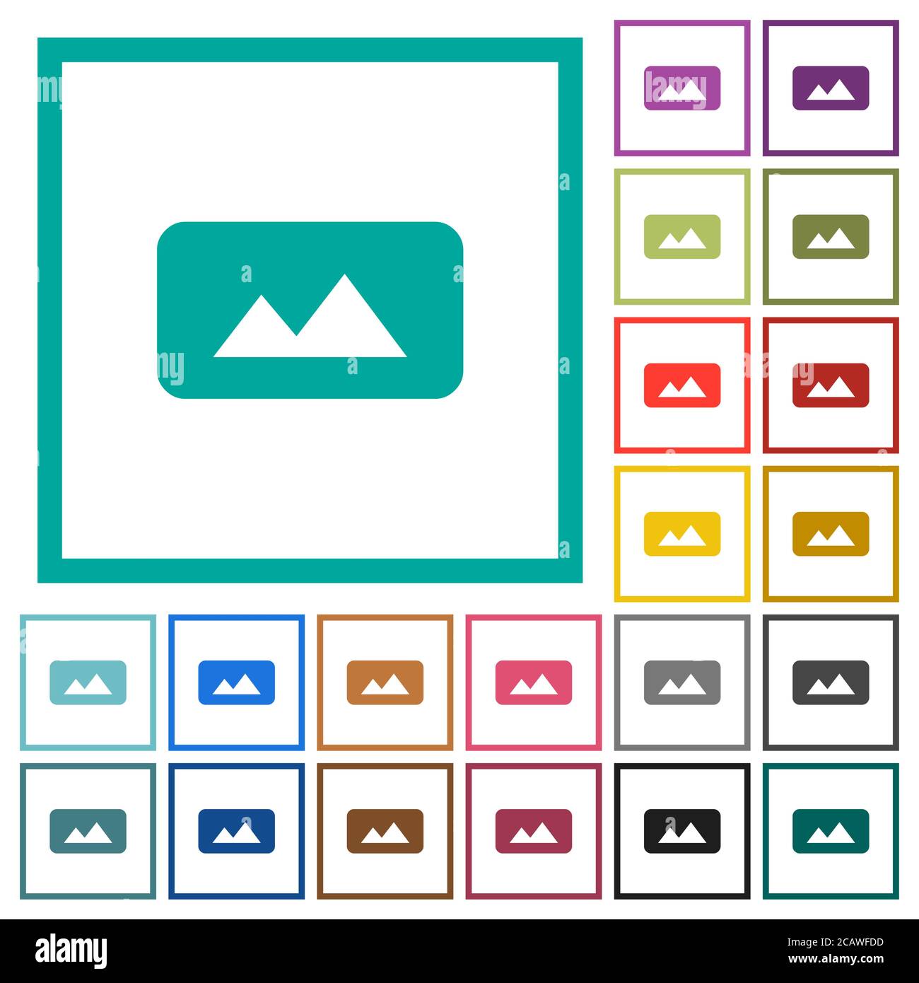 Panorama picture flat color icons with quadrant frames on white ...