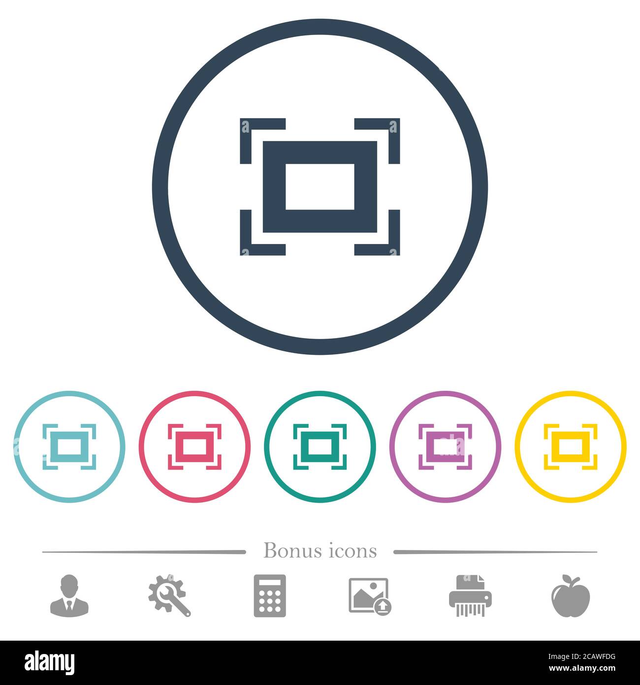 Full screen flat color icons in round outlines. 6 bonus icons included ...