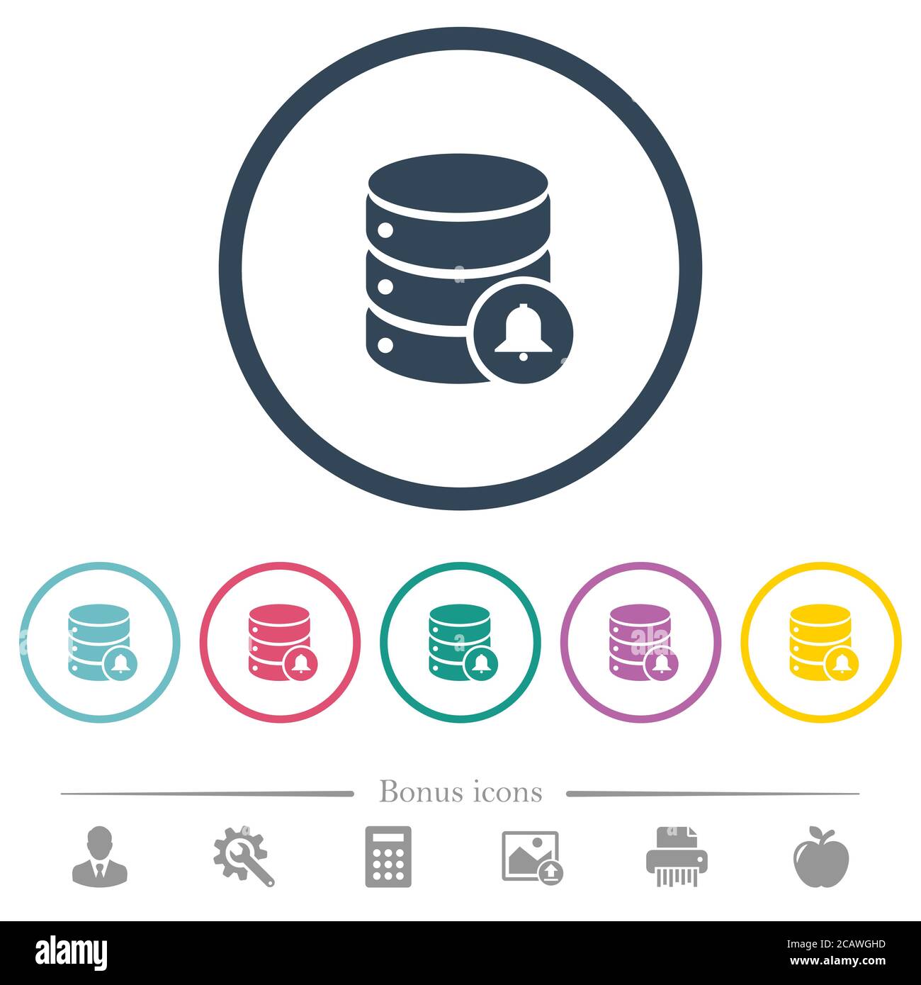 Database notifications flat color icons in round outlines. 6 bonus ...