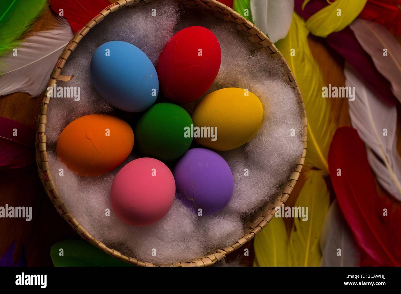 Multi colored painted eater eggs Stock Photo