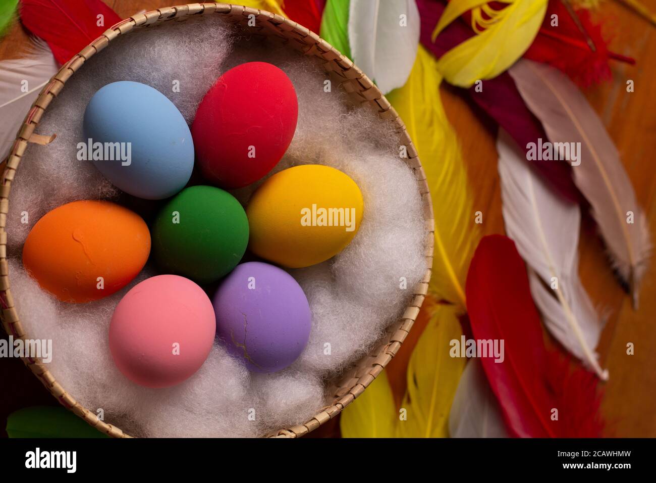 Multi colored painted eater eggs Stock Photo