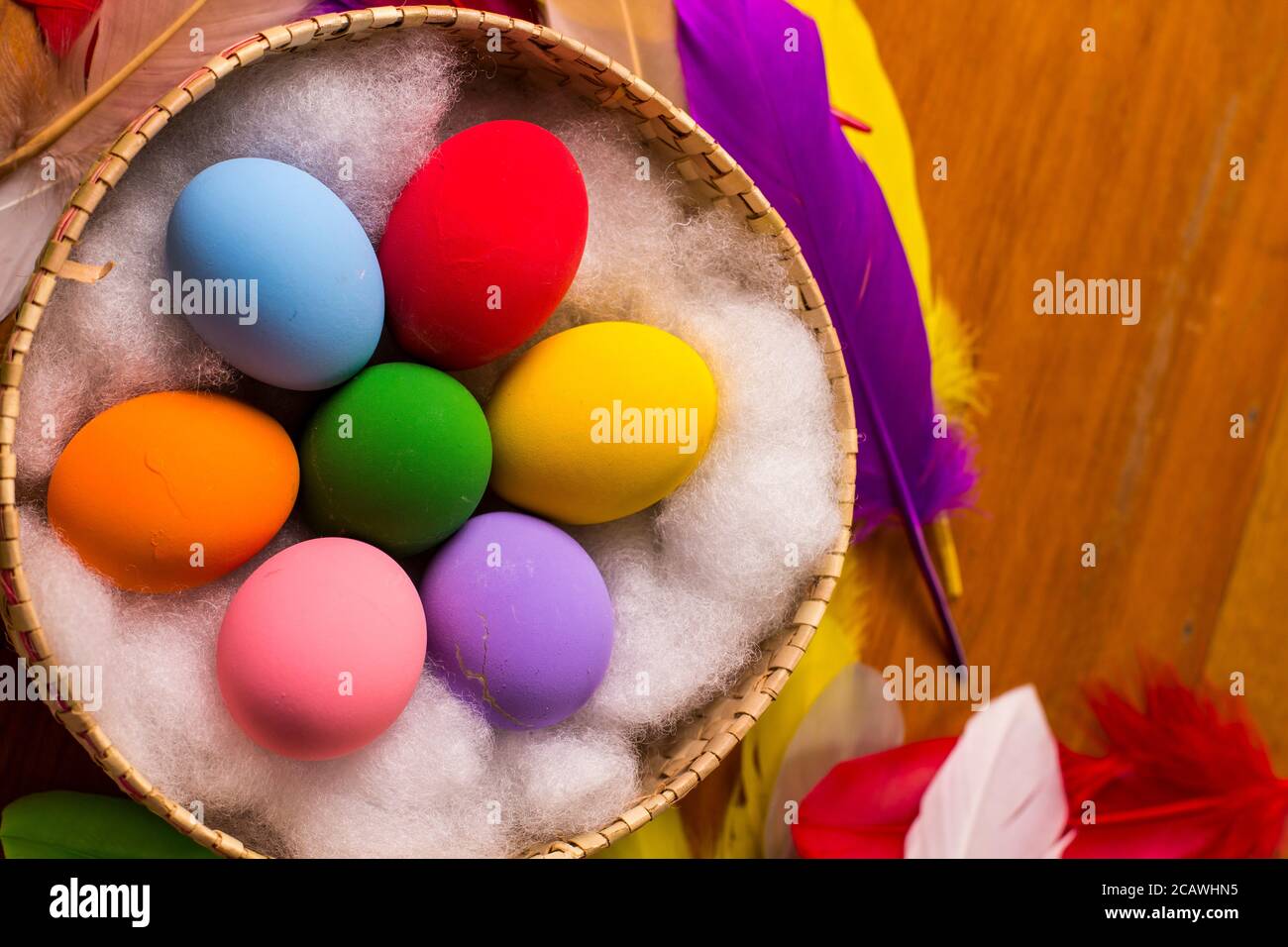 Multi colored painted eater eggs Stock Photo