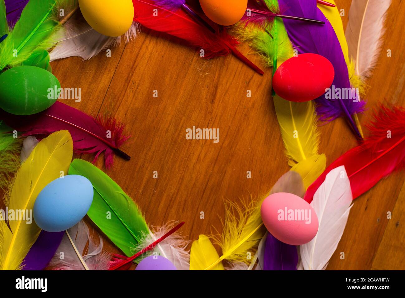 Multi colored painted eater eggs Stock Photo