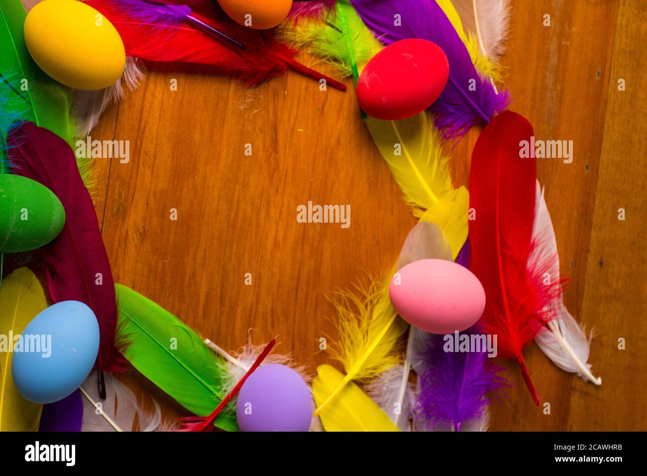 Multi colored painted eater eggs Stock Photo