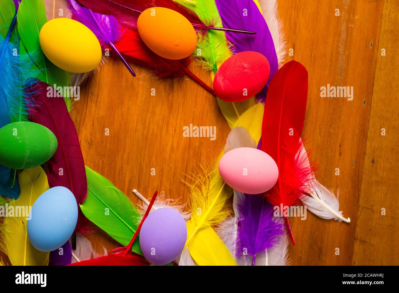 Multi colored painted eater eggs Stock Photo