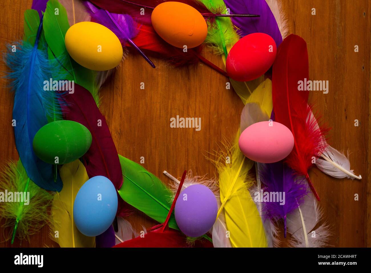 Multi colored painted eater eggs Stock Photo