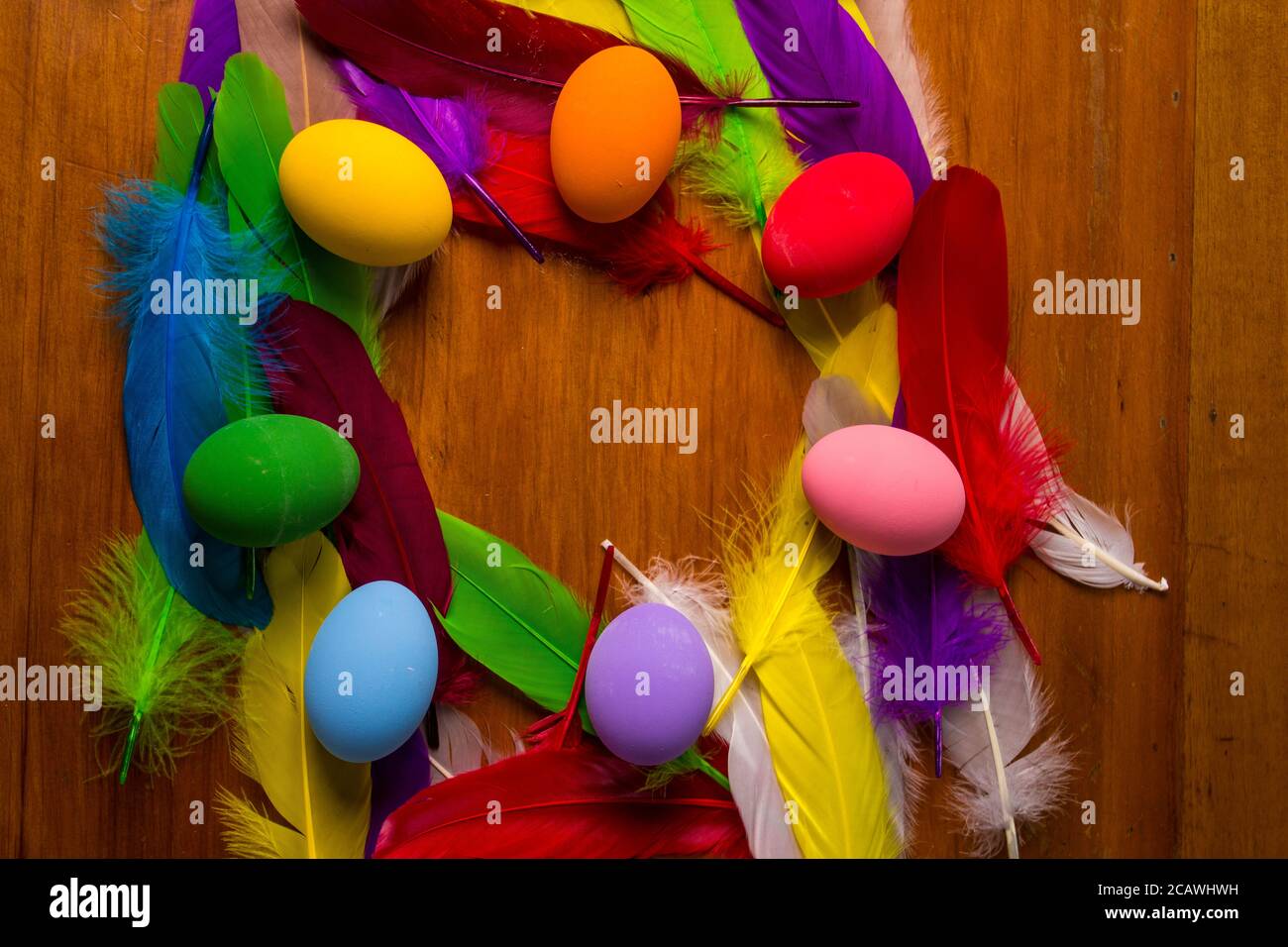 Multi colored painted eater eggs Stock Photo