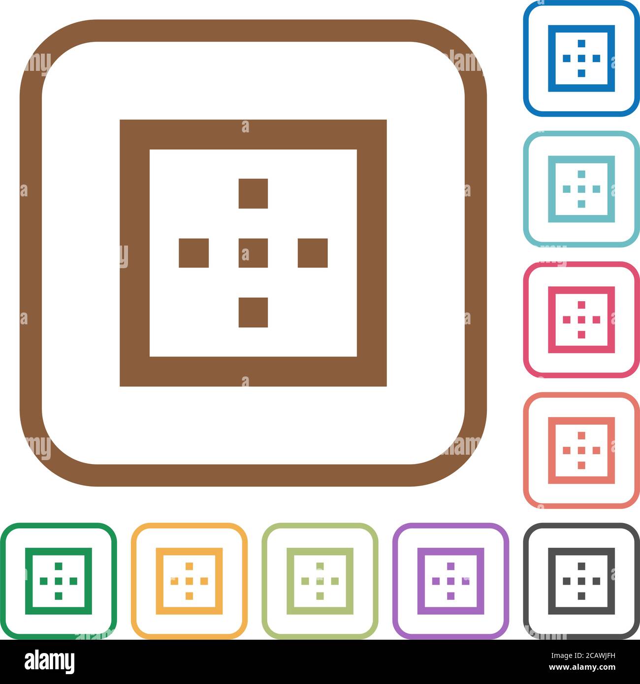 Outer borders simple icons in color rounded square frames on white background Stock Vector