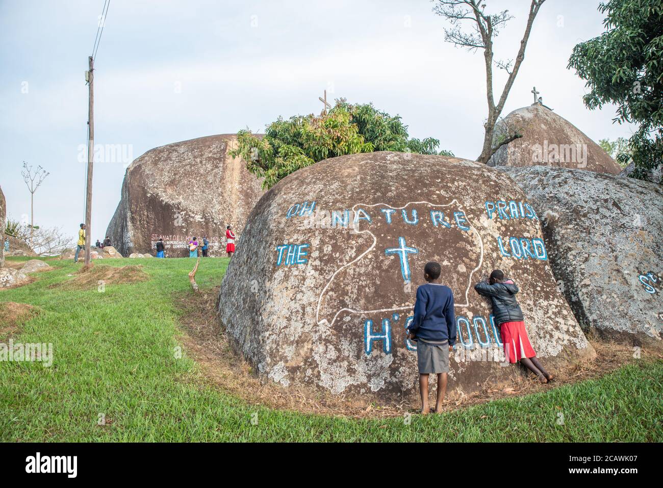 Pilgrims mourning at Katoosa Martyrs villa pilgrimage site, Kyenjojo ...