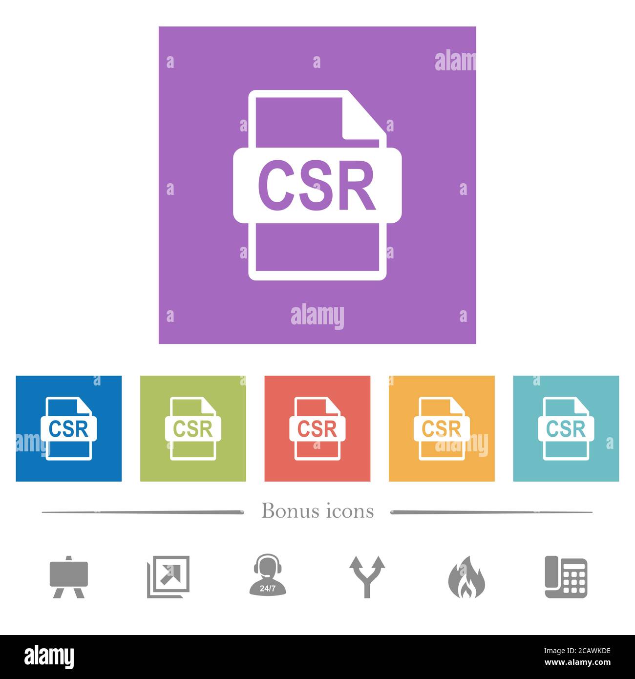 Sign request file of SSL certification flat white icons in square ...