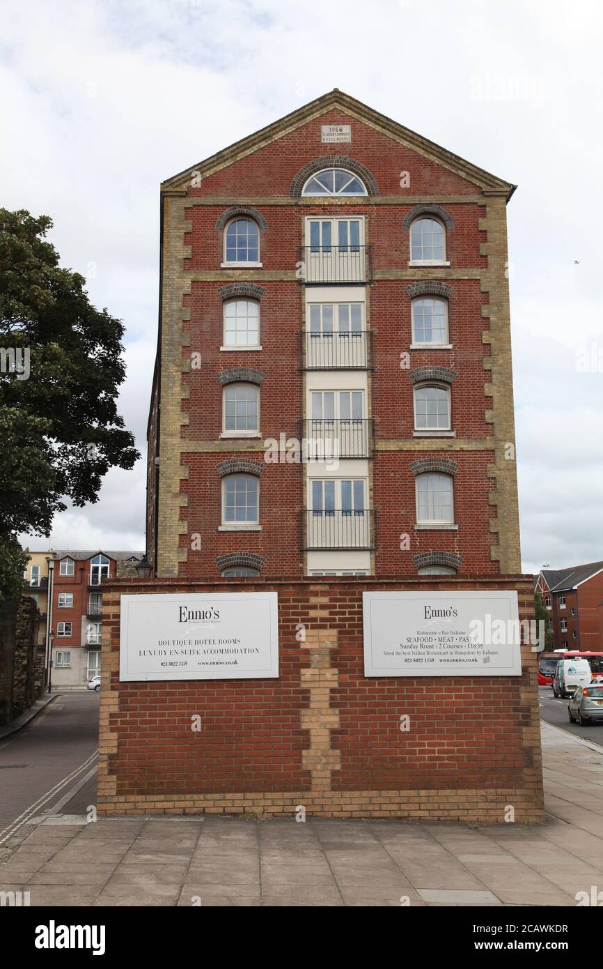 Ennio's Boutique Hotel and Italian Restaurant, Town Quay, Southampton, England, UK, August 2020 Stock Photo
