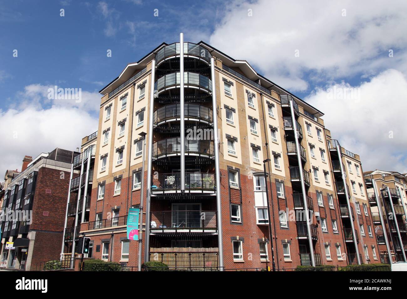 Modern apartments on corner of Briton Street and High Street