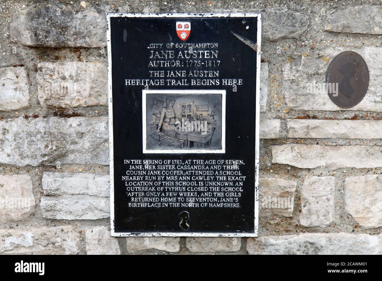Jane Austen 1783 Heritage Trail, Bargate Quarter, High Street, Southampton, England, UK, August 2020 Stock Photo