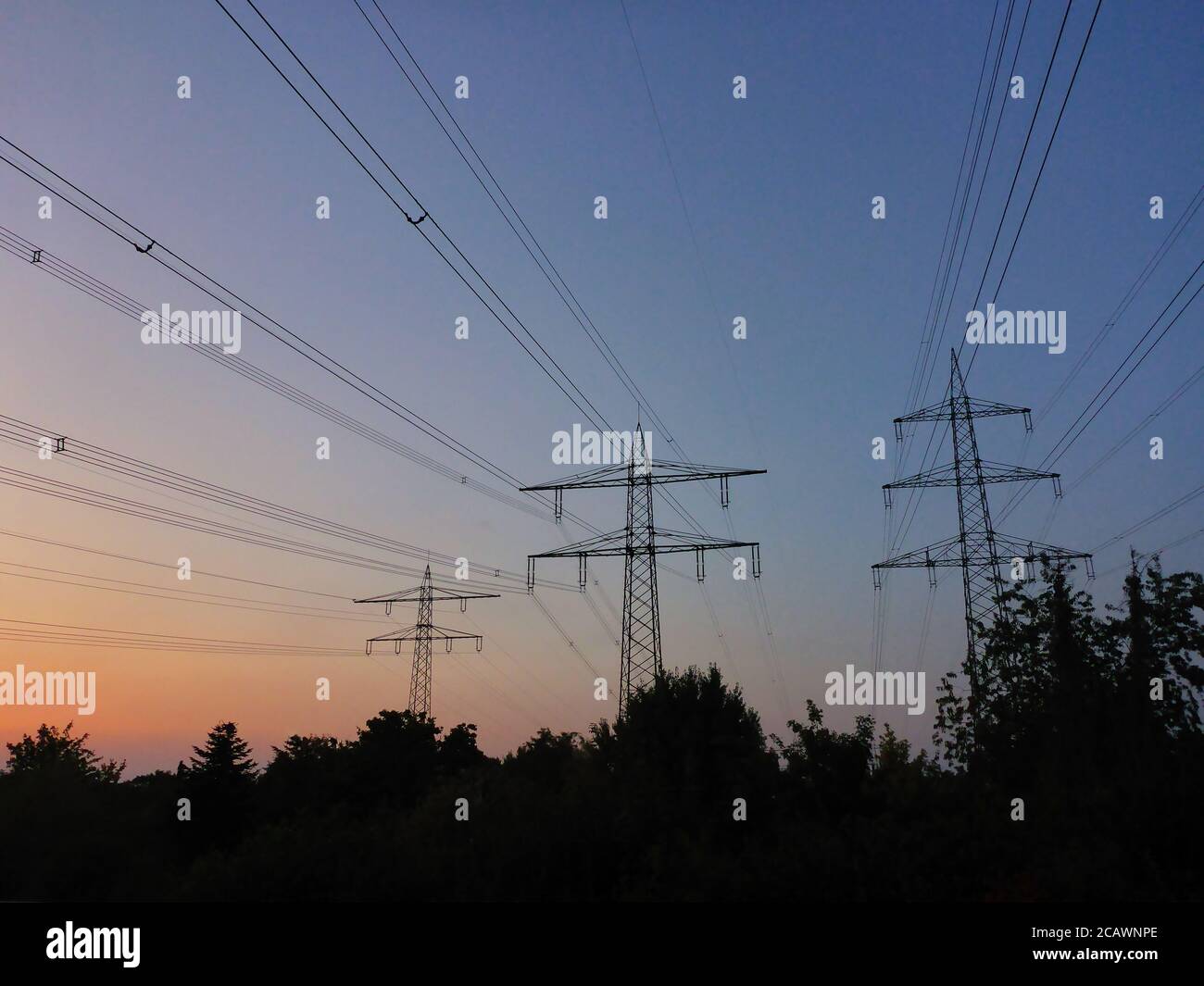 silhouette of high voltage electrical pole structure Stock Photo - Alamy