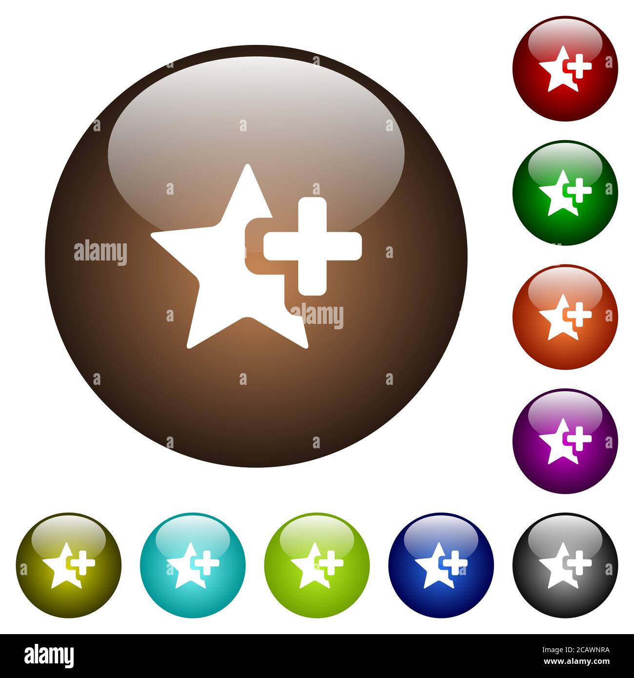 Add star white icons on round color glass buttons Stock Vector Image ...