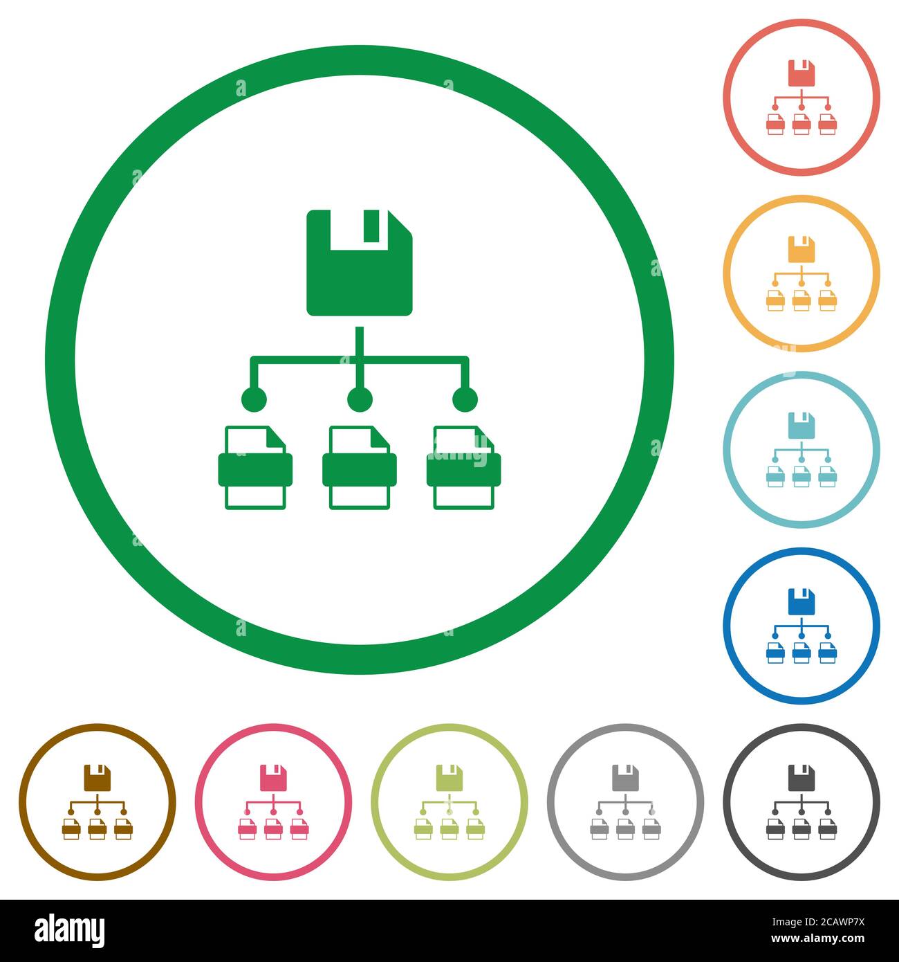 Save file as multiple format flat color icons in round outlines on ...