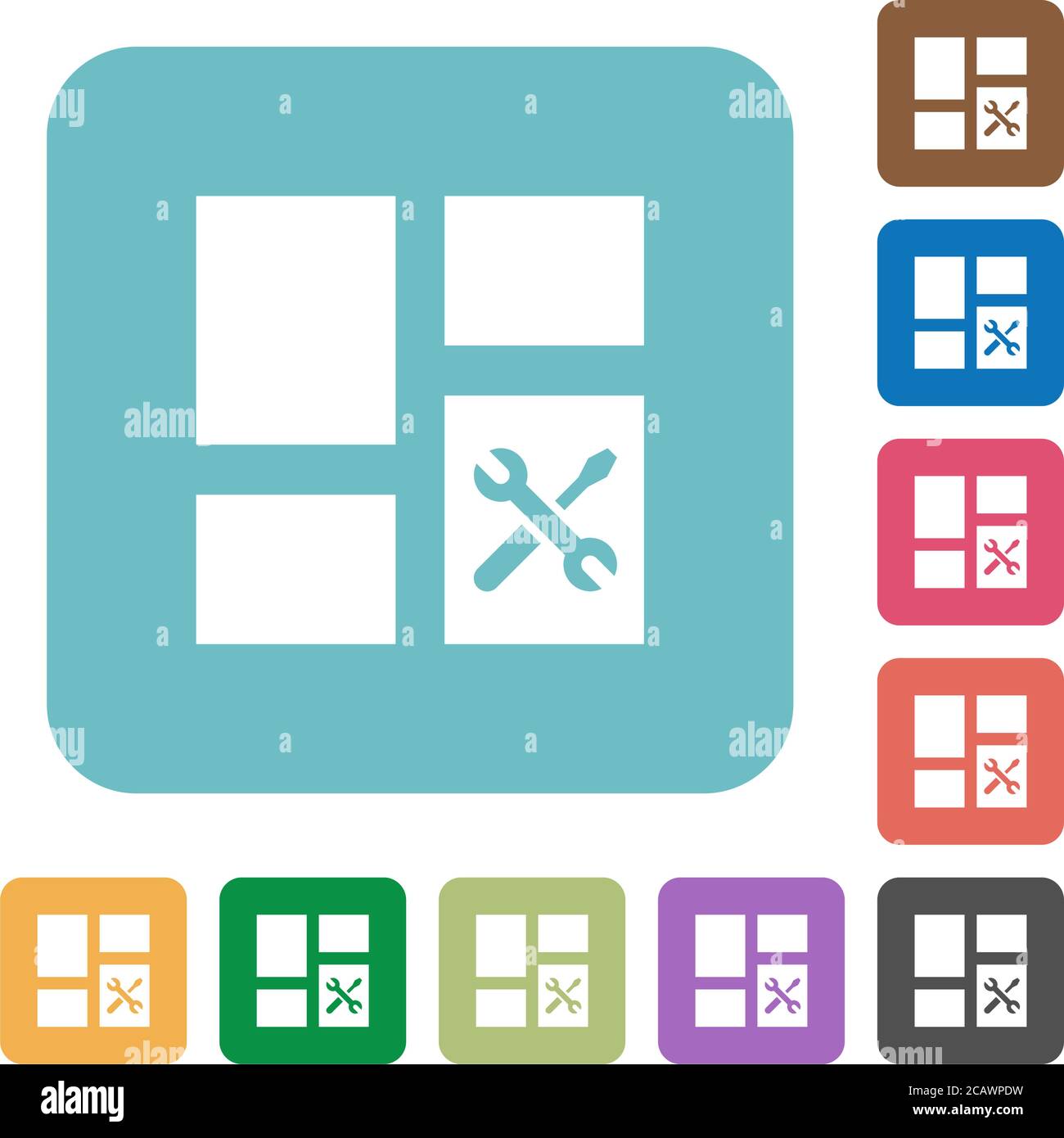 Dashboard tools white flat icons on color rounded square backgrounds ...