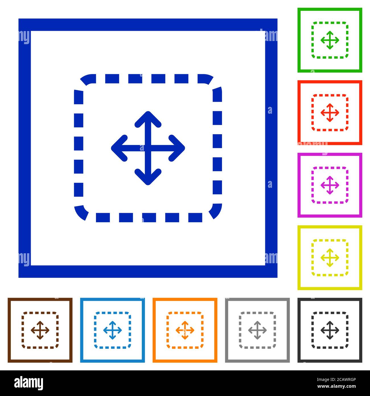 Drag object flat color icons in square frames on white background Stock ...