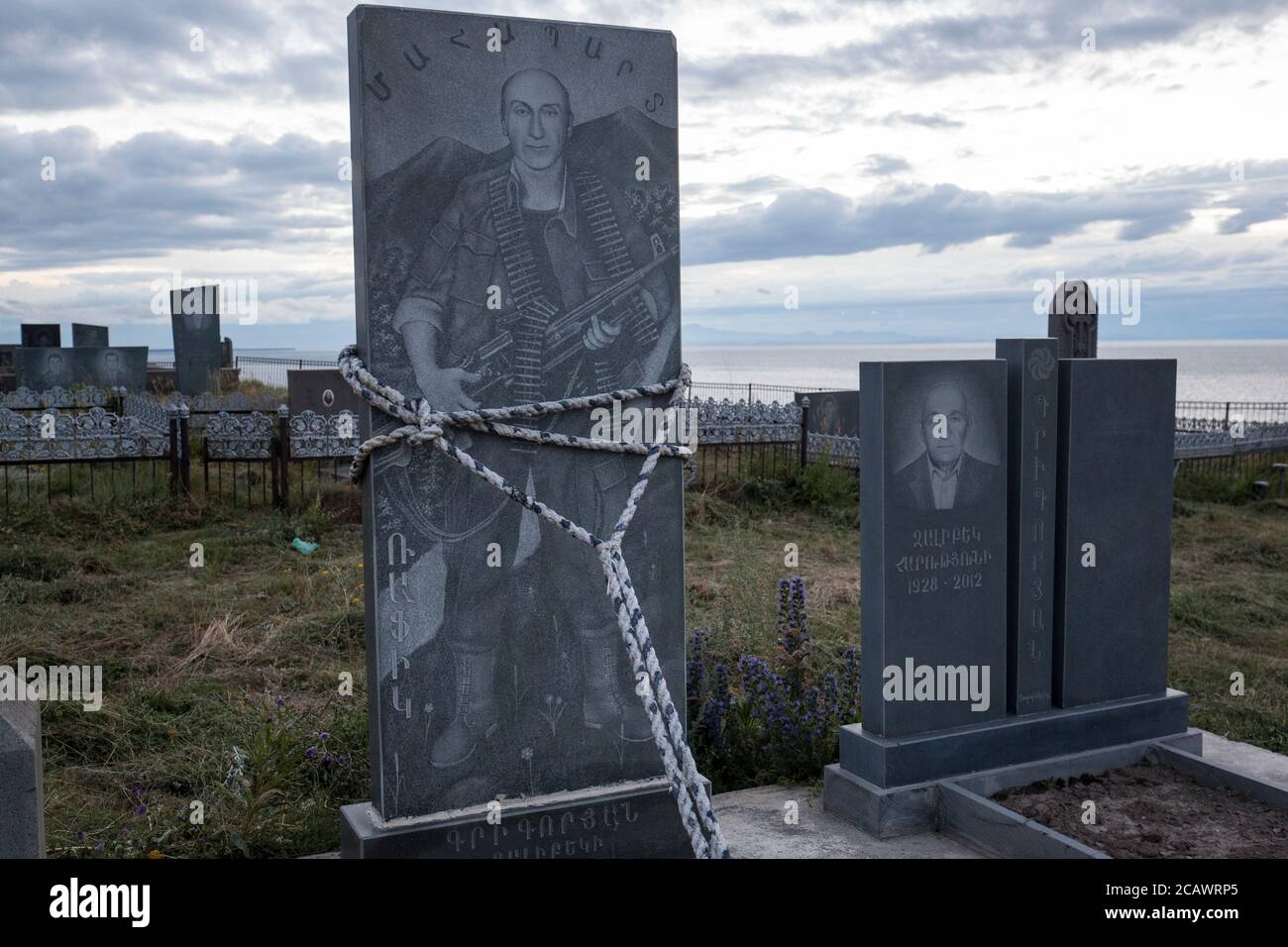 Tombstone of serviceman in Armenia Stock Photo
