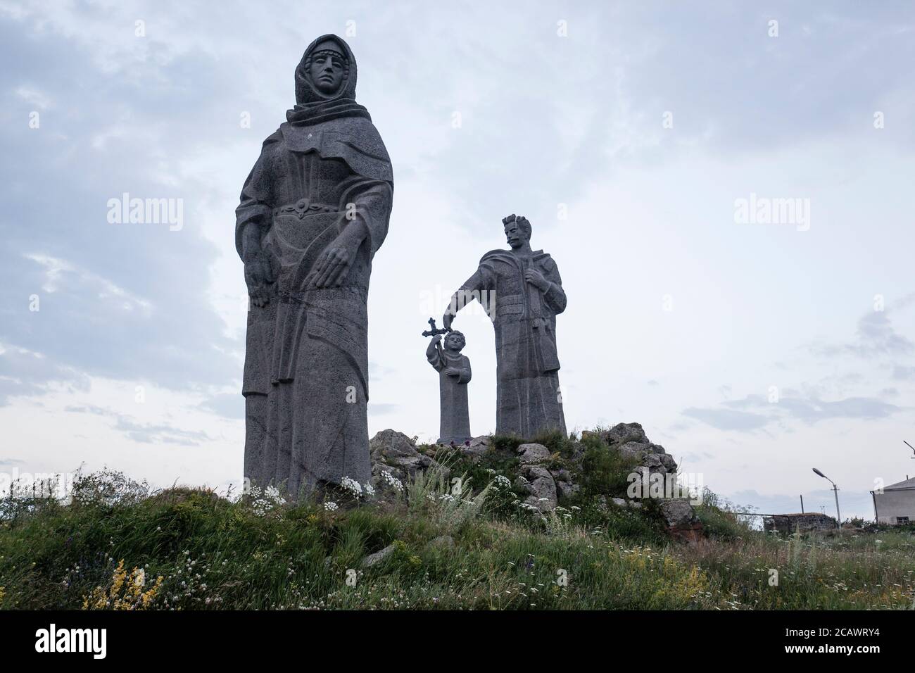 Manument on a coast of Lake Sevan Stock Photo