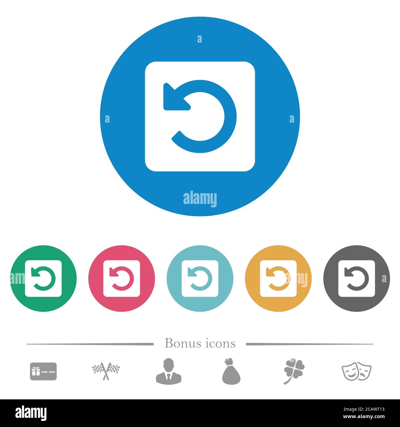 Rotate left flat white icons on round color backgrounds. 6 bonus icons ...