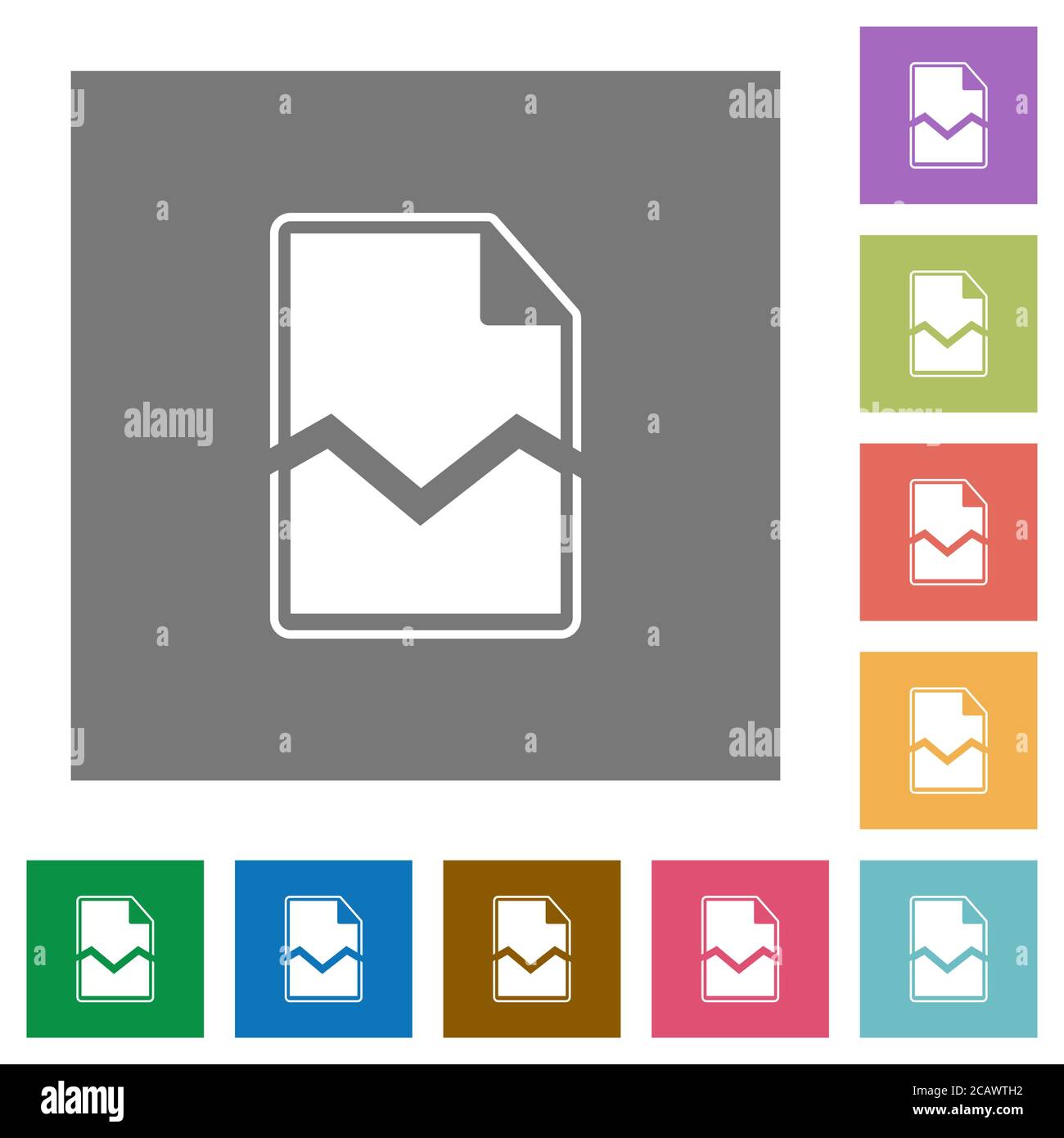 Broken page flat icons on simple color square backgrounds Stock Vector ...