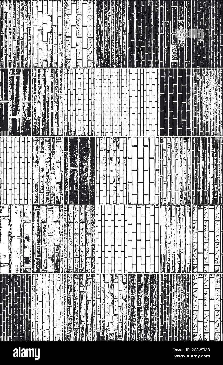Set of brick wall textures. Black and white Stock Vector Image & Art ...