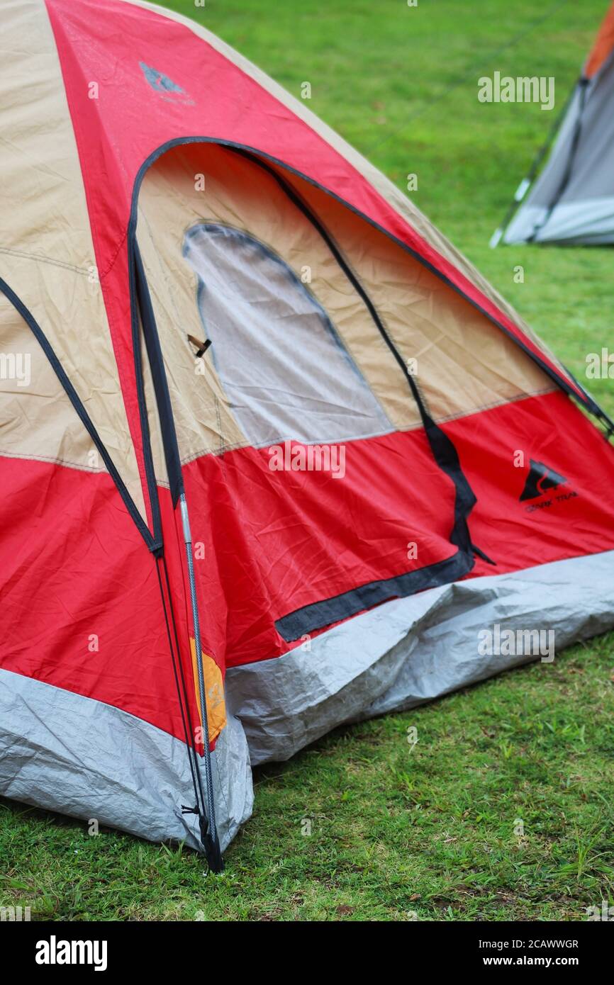 Red Tent at Campsite in Disney Oklahoma Stock Photo Alamy