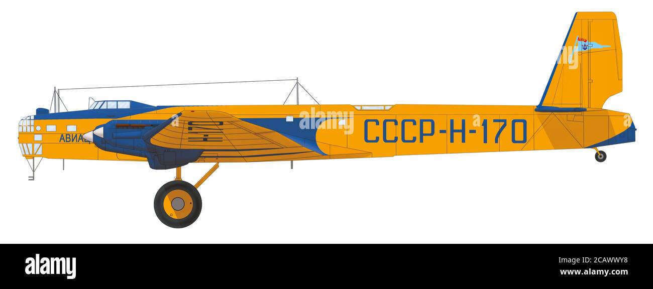 Tupolev ANT-6A (SSSR-N-170) of the Glavsevmorput (GUSMP) participated as a bomber in the Winter War 1939/1940 Stock Photo
