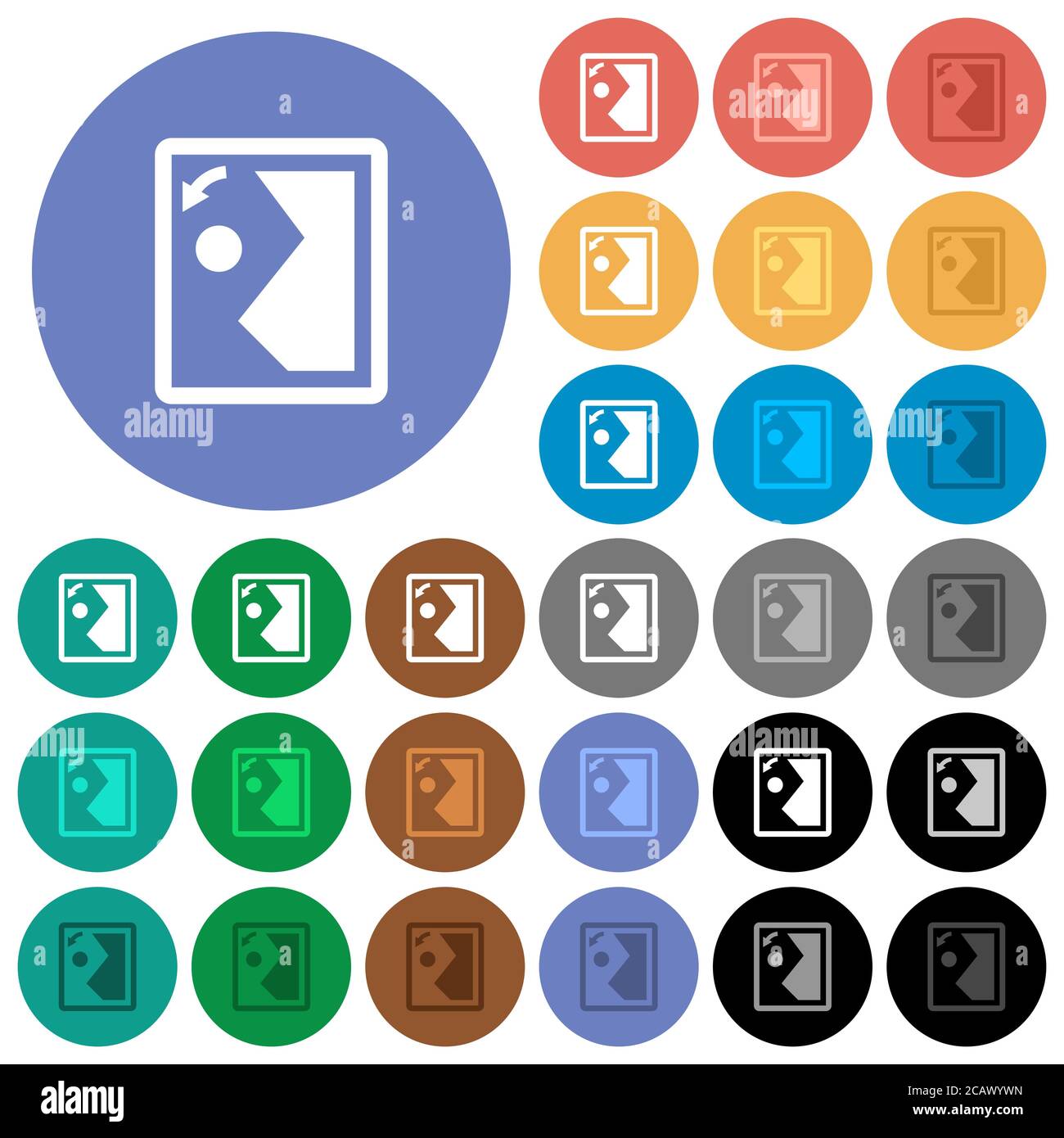 Rotate image left multi colored flat icons on round backgrounds ...