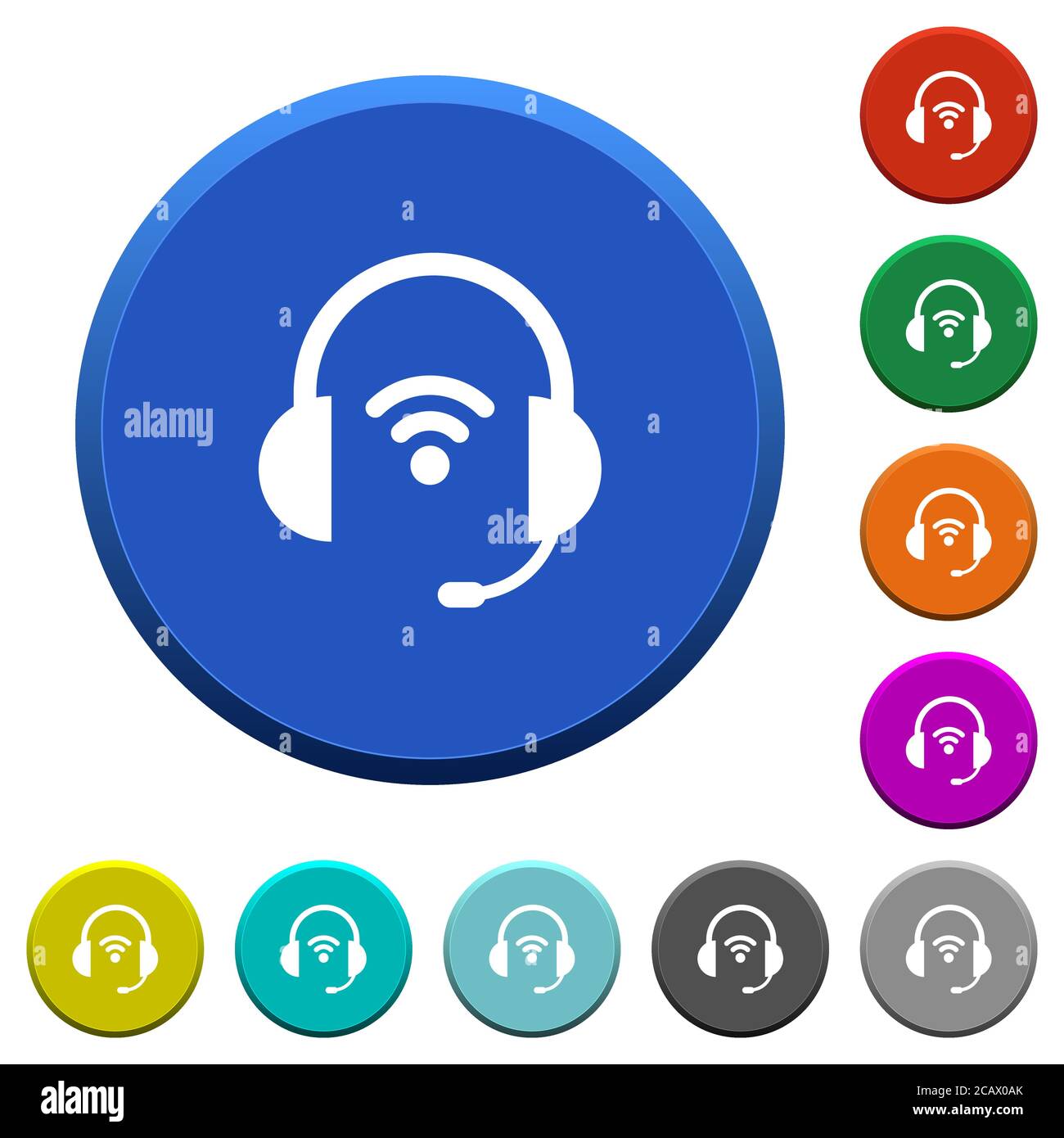 Wireless headset round color beveled buttons with smooth surfaces and ...