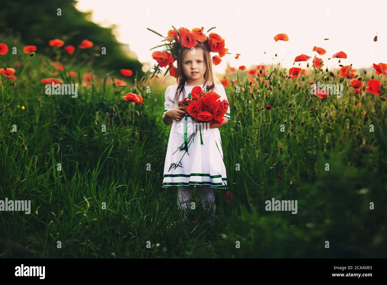 white dress with poppies