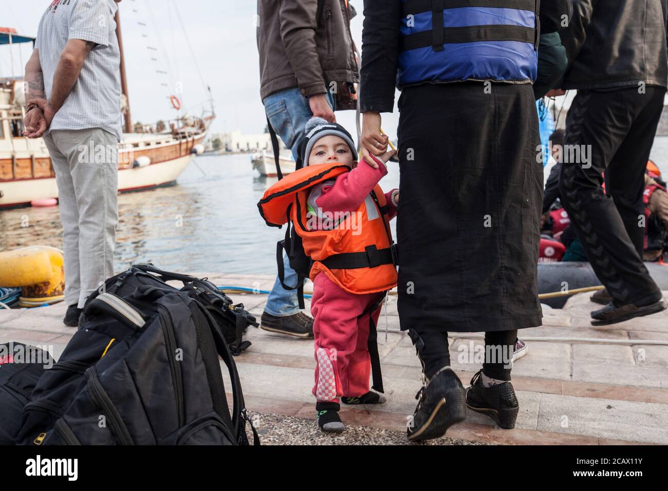 Child refugee on Kos island Stock Photo