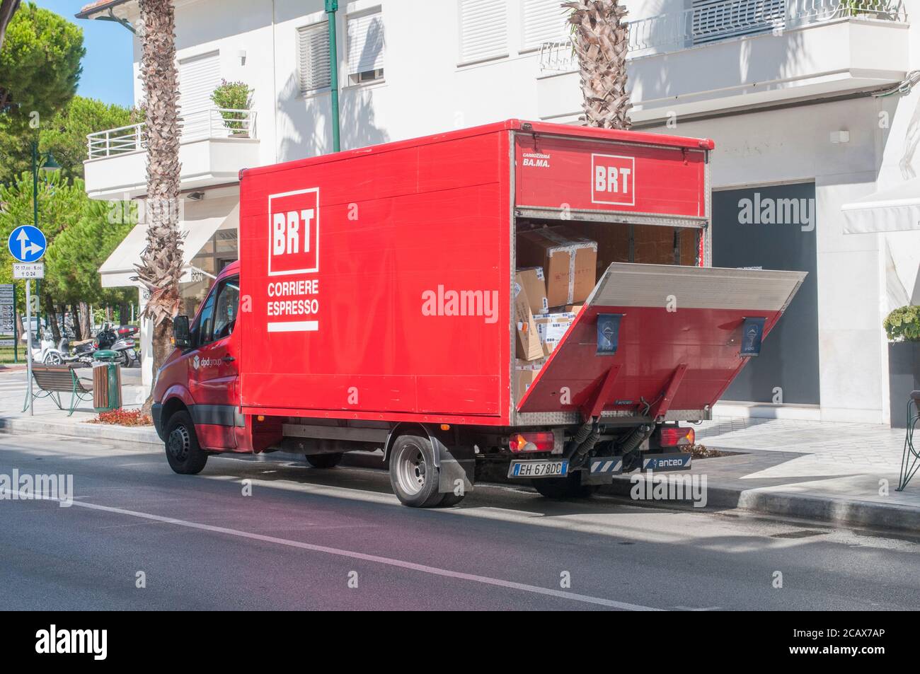 Forte dei Marmi, Italy - August 4, 2020 - A BRT (Bartolini) express courier van parked in the city during a delivery Stock Photo